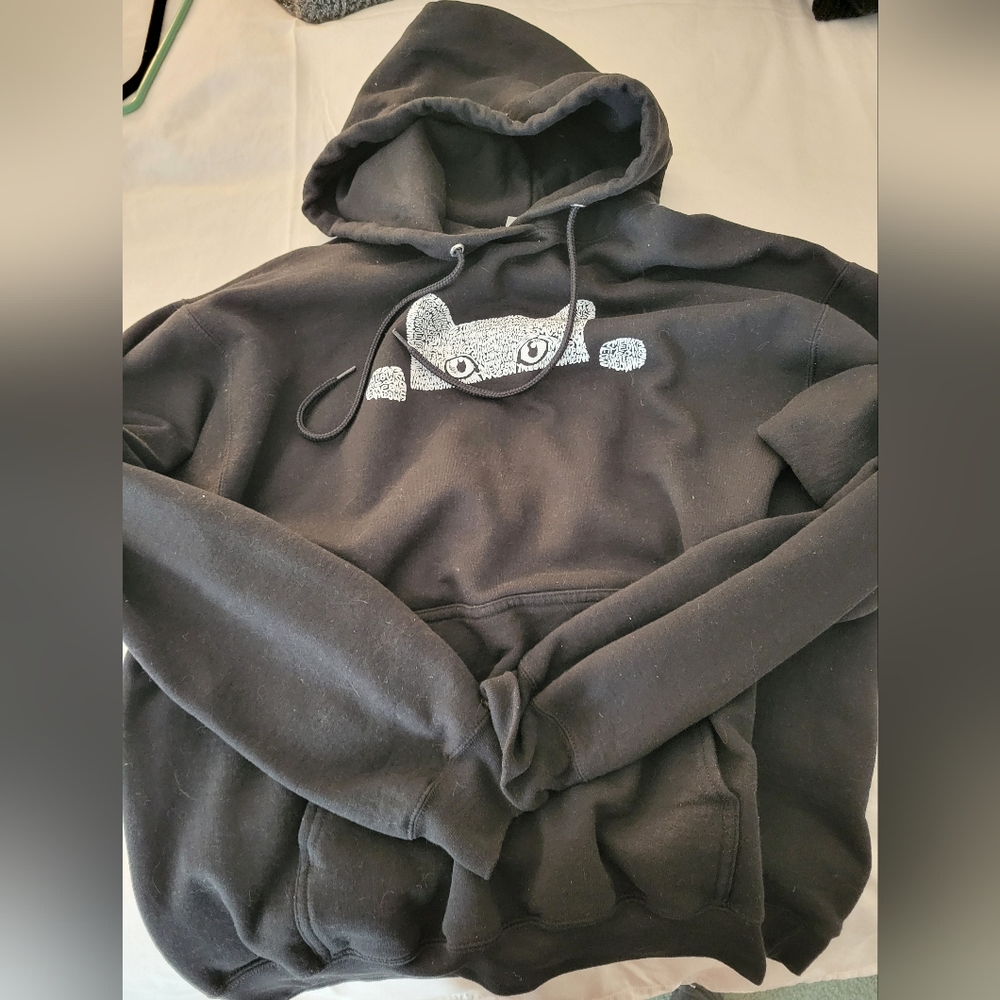 Black Hoodie with Cat Graphic